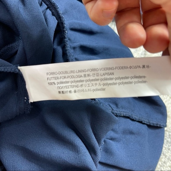 ZARA Sz S JUMPSUIT NAVY/WHITE FLOWING LONG POLKA DOT - Picture 13 of 15